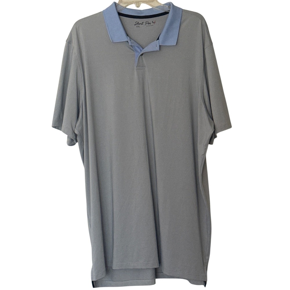Short Par 4 by Greyson Polo Shirt Mens XXL Grey Blue Performance Golf Top